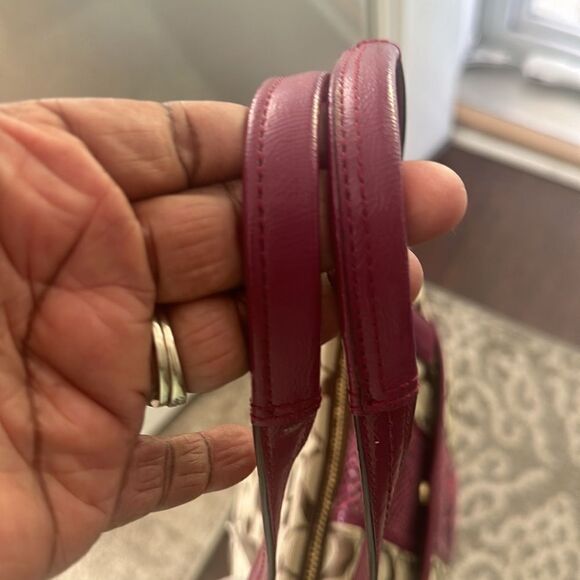 Coach Signature Python Raspberry Stripe Tote Bag - Picture 3 of 10